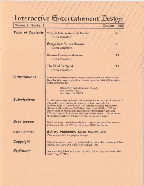 Cover of The Journal of Computer Game Design issue 1