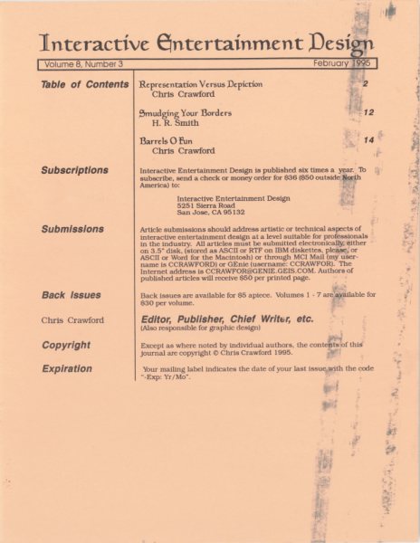 Cover of The Journal of Computer Game Design issue 3