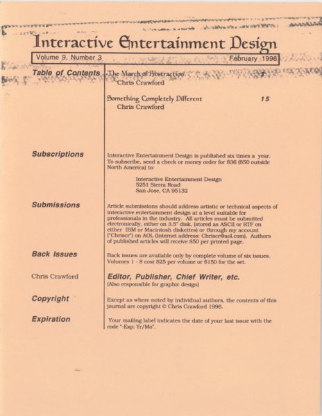 Cover of The Journal of Computer Game Design issue 3