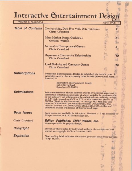 Cover of The Journal of Computer Game Design issue 4