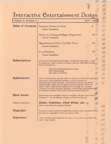 Cover of The Journal of Computer Game Design issue 4