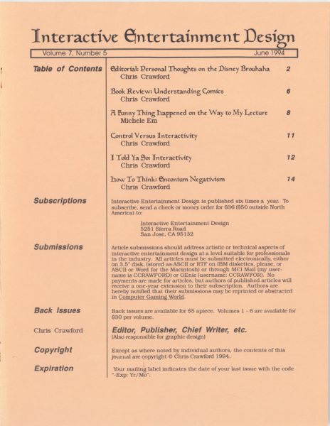 Cover of The Journal of Computer Game Design issue 5