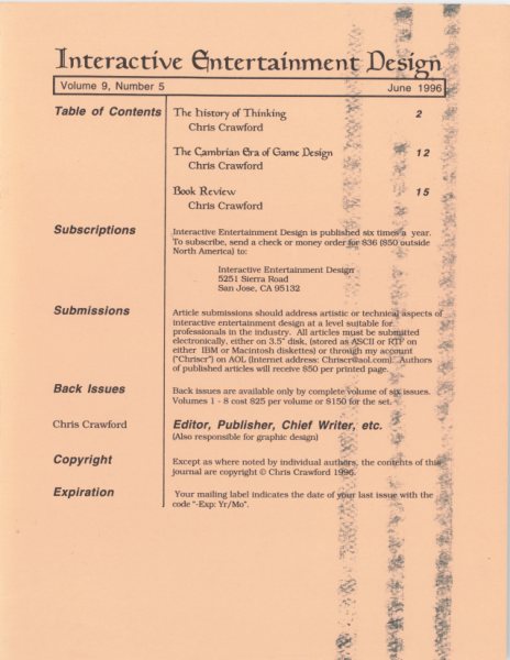 Cover of The Journal of Computer Game Design issue 5