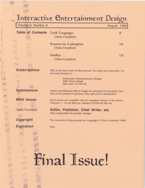 Cover of The Journal of Computer Game Design issue 6